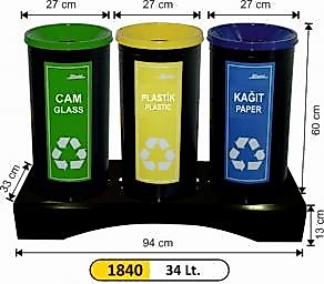 34 LT 3 BÖLMELİ GERİ DÖNÜŞÜM SETİ BOYALI ( KDV DAHİL )