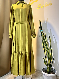 Gofreli Elbise Olive