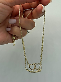 Kalp ve Ok Figürlü Kolye