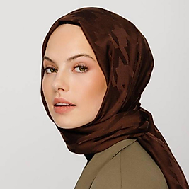 Valor Kazayağı İpeksi Jakar Şal Acı Kahve