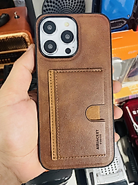 İphone 15 Kartlıklı Standlı Deri Telefon Kılıfı