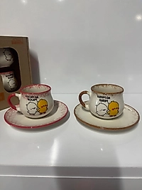 2li Kırmızı Ve Kahverengi Karım Da Karım Kocam Da Kocam Fincan Takımı