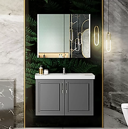 80 cm Antrasit Membran Kapaklı Banyo Dolabı
