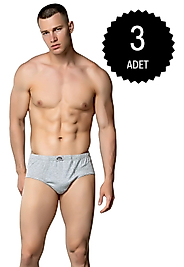 Gümüş 4014 Erkek Penye Kom Slip Külot Gri 3 lü Paket