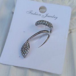 Pirinç Kaplama Silver Yapraklı Tekli Küpe/Earcuff