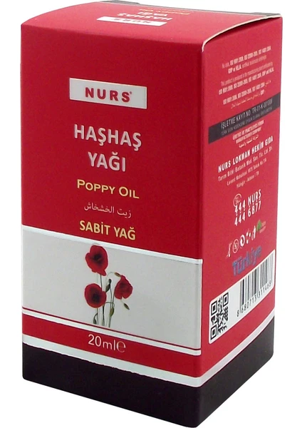 Haşhaş Yağı 20 ml Saf Soğuk Sıkım