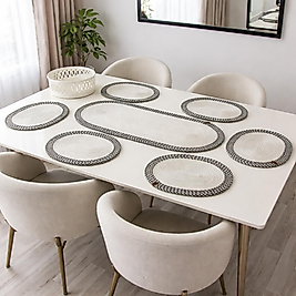 Jüt 8 Parça Yemek Takımı Beyaz ve Siyah