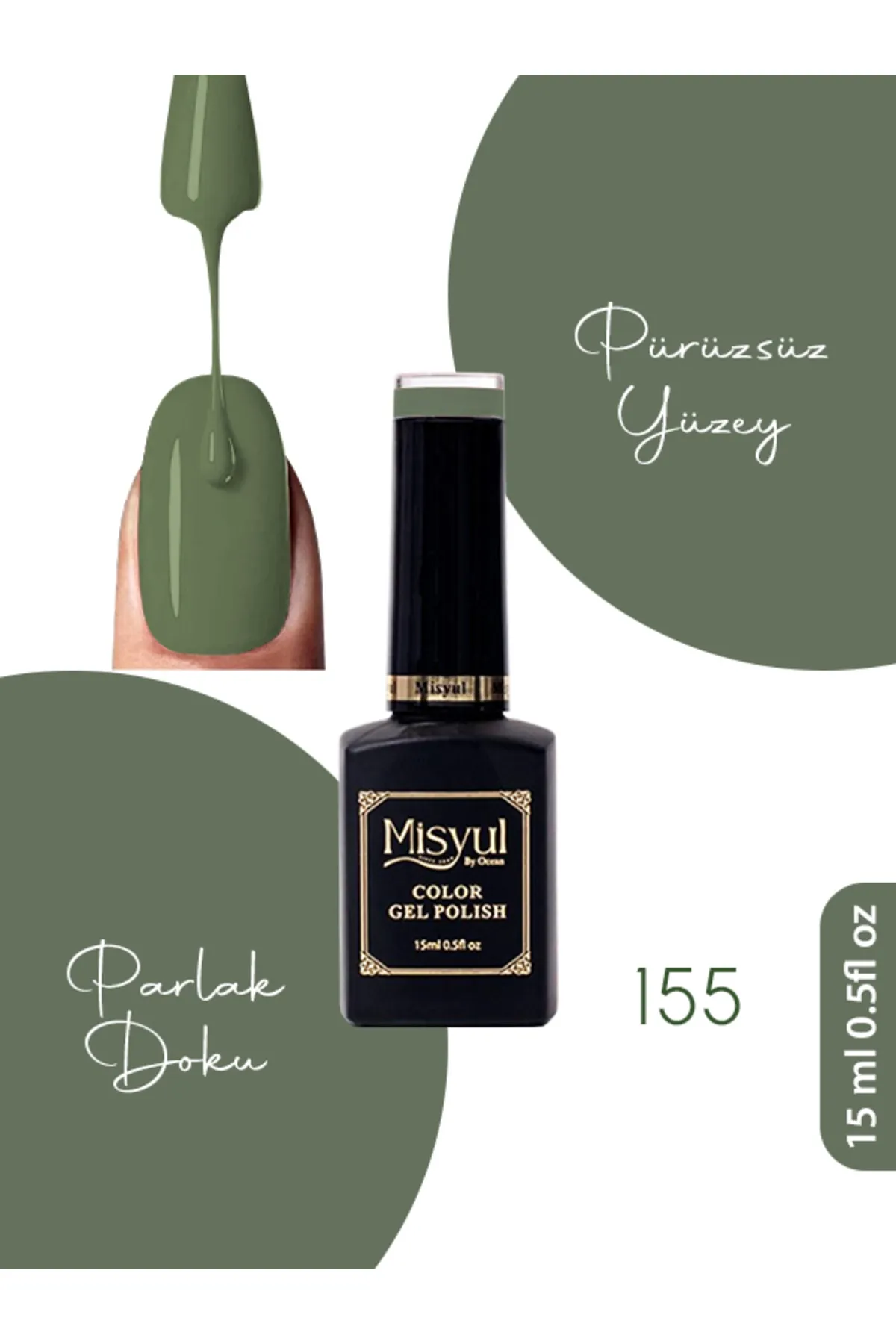 Misyul Kalıcı Oje 155,UV Led Kalıcı Oje,Nail Art 15ml