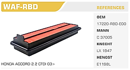 HAVA FİLTRESİ  HONDA ACCORD 2.2 CTDI 03>