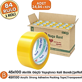 Nuga 1 KOLİ (84 ADET) 45x100 Şeffaf Akrilik Koli Bandı