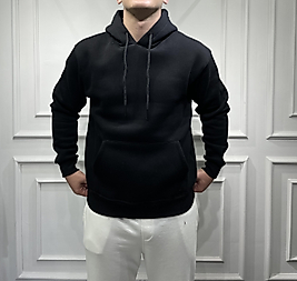 Kanguru Kapüşonlu Sweatshirt Siyah - 2002S