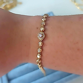 Vip Gold 14K Petek Taşlı Bileklik