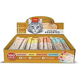 Wanpy Karışık 4 Lezzet 100'lü Krema Kedi Ödülü 100 * 14 gr