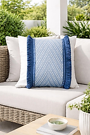 Püsküllü Marin Kırlent Kılıfı