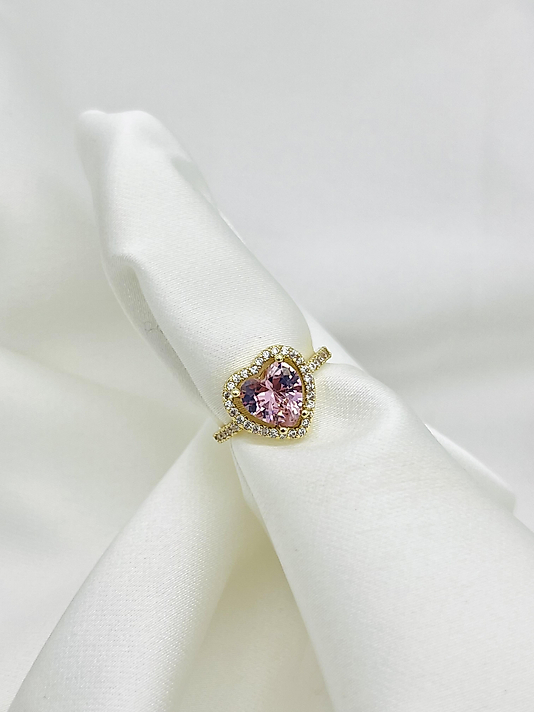Çelik Gold Pembe Kalp Yüzük