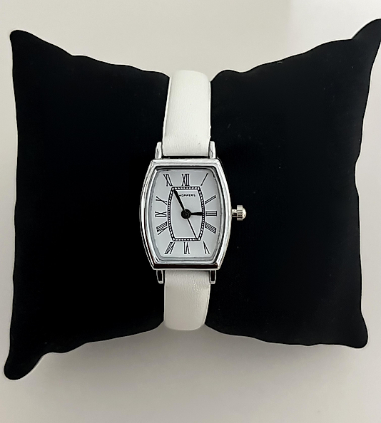 Silver Beyaz Deri Kordonlu Saat