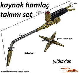 KAYNAK HAMLAÇ TAKIMI OKSİJEN KAYNAK 4 AĞIZLI ŞALAMA PÜRMÜZ TAKIM SET YILDIZ