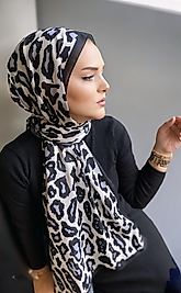 Leopar Digital Baskı Desenli Pamuk Şal