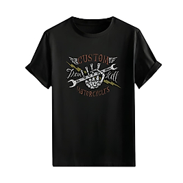 Motorcu Tarzı Baskılı Oversize Unisex Tişört