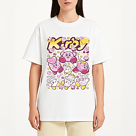 Kirby Anime Korean - Baskılı Oversize Tişört