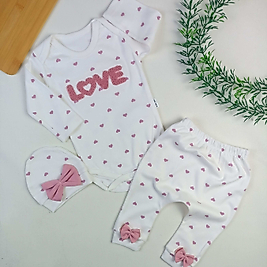 Love Şapkalı 3 Parça Takım