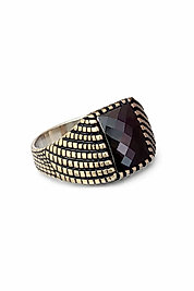 Faset Kesim Oniks Taşlı 925 Ayar Gümüş Erkek Yüzük