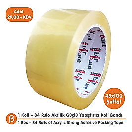 BirBant 1 KOLİ (84 ADET) 45x100 Şeffaf Akrilik Koli Bandı