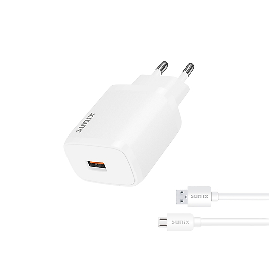 SUNIX S-30 3.0A TRAVEL CHARGER FAST  HIZLI ŞARJ SET MİKRO