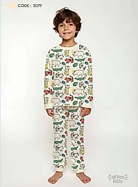 Karışık Desenli Erkek Çocuk Pijama Takımı 3079