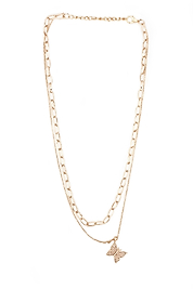 Gold, Zirkon Taşlı Kelebek Kolye