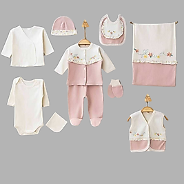 Kız Bebek 10'lu Nakışlı Hastane Çıkış Seti