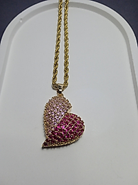 Jade'm Gold Çelik Pembe Beyaz Zirkon Taşlı kolye