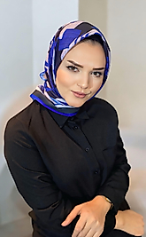 Bella Baskılı Pamuk Eşarp Saks Mavisi