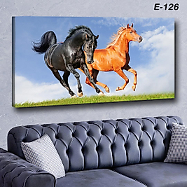 MERCAN MOBİLYA  VE AKSESUAR ,   130*70  İKİ AT  KANVAS TABLO