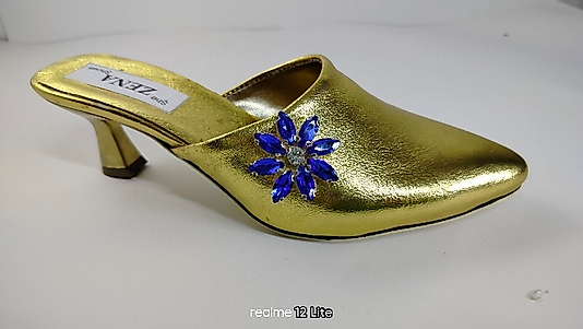 taş tasarımlı altın abiye terlik