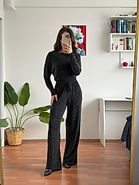 Simli kayık yaka takım