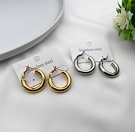 Gold Halka  Çelik Küpe (2,5  cm)
