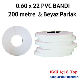 0.60 x 22 Pvc Band Beyaz Parlak ( 200 Metre ) Koli 8 Top