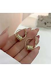 Altın Renk Hoop Zircon Küpe