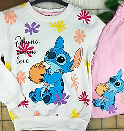 4 - 10 Yaş Arası Stitch, Kuromi, Labubu Desenli Kampanyalı Kız Çocuk Takımları
