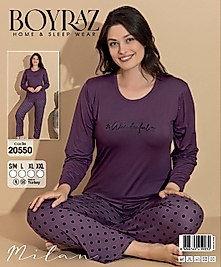 Boyraz 20550 Uzun Kol Milan Kumaş Pijama Takımı