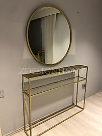 90 Çap Ayna + 90X20X120 Cm Dresuar Gold Takım Zdesignhome