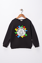 Erkek Çocuk  "Hayırlı Bayramlar" Baskılı Pamuklu Sweat