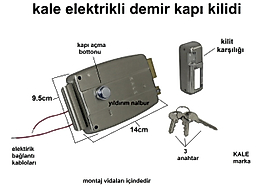 KALE ELEKTİRİKLİ KİLİT DEMİR KAPI KİLİDİ DIŞ KAPI KİLİDİ EKONOMİK