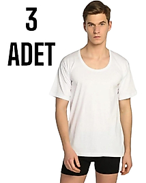 Sedef Yıldızı Erkek Penye Yarım Kol Atlet Beyaz 3 Lü Paket