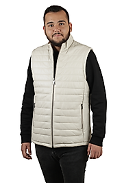 Ramos Hakiki Deri Erkek Krem Şişme Yelek