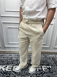 Keten İpli Jogger Pantolon Bej - Kps