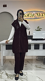 NOSHE YELEKLİ TAKIM BORDO