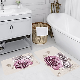 Rovigo Home Dijital Baskı Yıkanabilir Kaymaz 2 li Banyo Takımı