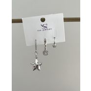 Rodyum Kaplama 3’lü Yıldız Silver Küpe